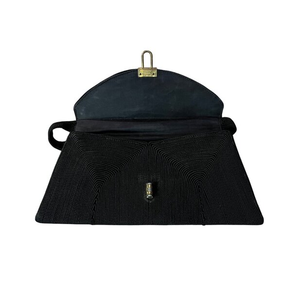 Vintage Annette Cordé Handbag Black Small Evening Bag Used 1940s Style - Picture 13 of 15